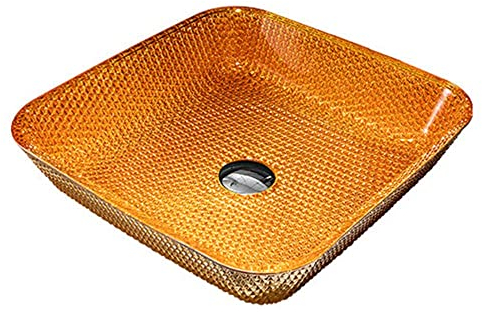 SXLSZ waschbecken Bad waschtrog eckig handwaschbecken klein g?ste wc Wasserfall Wasserhahn waschtischplatte für aufsatzwaschbecken-orange_ohne Wasserhahn