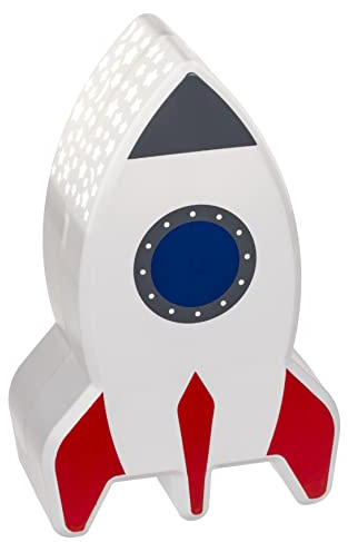 MIJOMA Luz nocturna con forma de cohete para niños, funciona con pilas, 15 x 5,5 x 9,5 cm, ideal para viajes