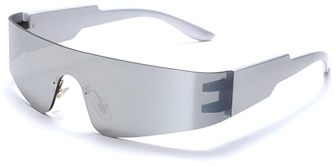 HPiano Schnelle Brille Rave, Futuristische Sonnenbrille Silber, Fun Glasses Space Alien für Rollenspiel Weihnachten Brillen Set, Party