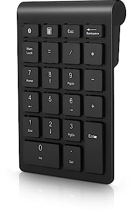 Gugxiom Blocco numerico Bluetooth 22 Tasti Mini Blocco numerico portatile per la contabilità finanziaria, Bluetooth 5.0 10 Tasti numerici per computer portatile/desktop/PC / notebook (Nero)