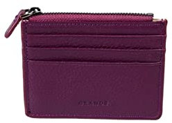 grande 3603 Porta carte in vera pelle per donna e uomo, portafoglio sottile e minimalista con cerniera (viola)