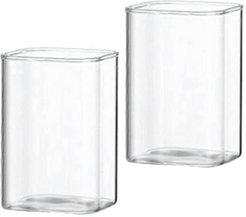 GANAZONO Quadratischer Becher 2 Stück Klar Trinkgläser Glas Kaffeebecher Saftbehälter Milch Getränke Tassen Bar Glaswaren Für Wasser Saft Bier Cocktails Getränke 280 Ml