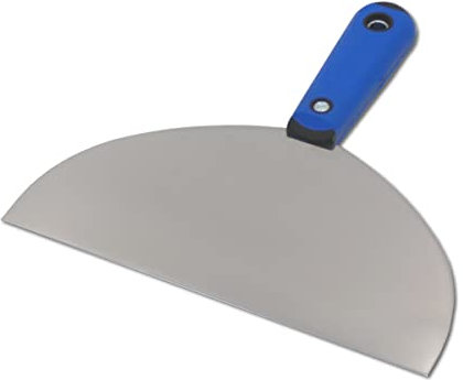 DEWEPRO® Spachtel mit 200mm Edelstahlblatt poliert - Breitspachtel mit 2-Komponenten-Griff - Handspachtel - Tapetenspachtel - Gipsspachtel