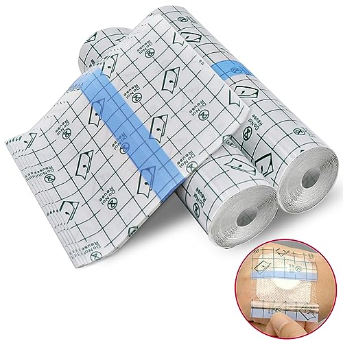FINEASY Venda Transparente Impermeable,2PCS 15cm*1m & 5PCS 10cm*10cm Vendaje para Tatuajes,Venda Protectora De Tatuajes,Fixomull Transparente,Cinta Adhesiva Heridas para Deportes Ducha Tatuaje
