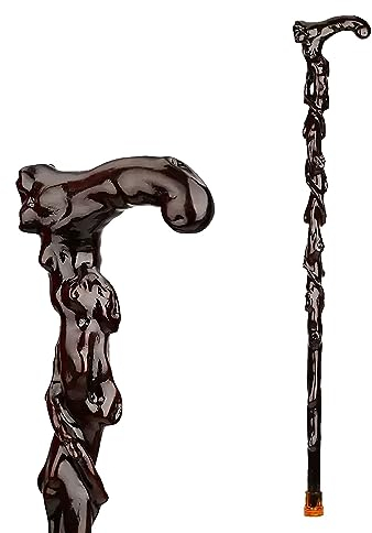 DELURA Gehstock, UnterstüTzung, Wanderstock Holz, Elegante OberfläChe, rutschfest, Gummi, äLtere Menschen, Sehr Robust (Size : 90cm/35.4in)