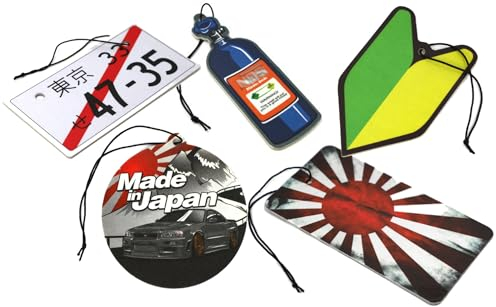 Streetculture Wakaba Japan Import - 5 alberi profumati JDM Starter Kit – Wakaba Japan Import – Rising Sun – Profumo New Car – Accessori Auto Air Freshener Deodorante