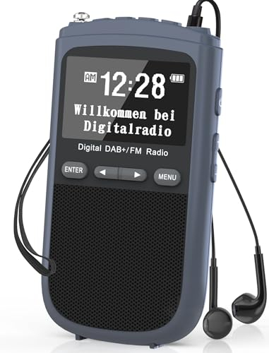 Tragbare DAB Radio, Mini DAB/DAB+/UKW Radio, 1000mAh Wiederaufladbarem Akku, Digitales Taschenradio mit LCD Display, Doppelalarm, Sleeptimer, Kopfhörer für Joggen Walken Radfahren