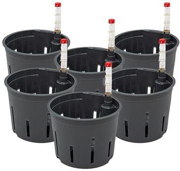 Leni Kulturtopf Set mit Wasserstandsanzeiger Ø 11 cm H 9 cm 6er-Pack rund | für Hydrokultur-Systeme, aus langlebigem Kunststoff, Größen 5-32 cm zur Wahl