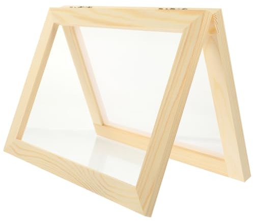 Lurrose Pine Wood Paper Making Frame DIY Paper Making Mould Deckle Wooden Printing Frame with Screen Mesh Tool for Handmade Craft Scrapbooking Embellishments Kids Craft Projects 9.84 X 7.48 X 0.91 in