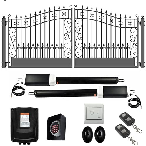 ALEKO 12x6 Venice Dual Swing Driveway Gate with Opener Kit, Anti-Rust Galvanized Steel, Outdoor Security Fence - DG12VEND