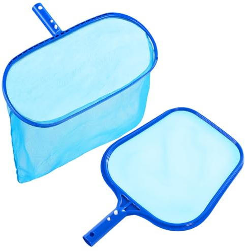Pool Skimmer - Pool Skimmer Net Flat Screen Head and Long Square Deep Net Head Combination, Width 10.4''/ 14.5'', Skimmer Net with Fine Mesh Net for Cleaning Leaf of Swimming Pools, Blue