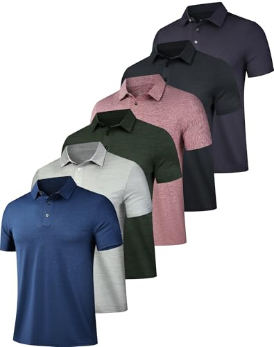 OYGSieg 6 Pack Mens Polo Shirts Performance Short Sleeve Golf Shirt Moisture Wicking Athletic Casual Collared T-Shirt SetB XL/02
