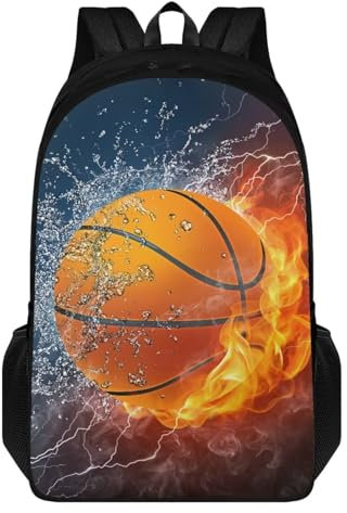 KUIFORTI 17 Inch Kids Backpack Sport Basketball Print Schoolbags Large Travel Rucksack for Teens Boys Casual Sport Daypack Children Toddle Back to School Backpack School Supplies