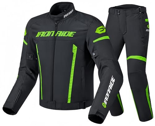 Moto Traje De Moto para Hombre Chaqueta De Moto Impermeable con Certificación CE con Armadura Extraíble Chaqueta De Verano, Pantalones De Moto Transpirables E Impermeables B,L