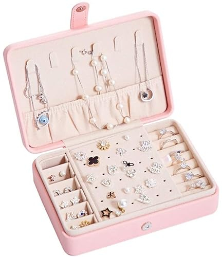 PLJKIHED Schmuckschatullen Schmuckschatulle Reisekosmetik Schmuckschatulle Aufbewahrungsbox Make-up Lippenstift Aufbewahrungsbox Damengeschenke (Rosa ohne Spiegel) Stabilize