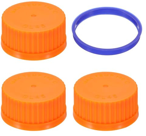 PATIKIL 3 tappi a vite GL45, 45 mm, in polipropilene, con tappo a vite, per bottiglie di vetro GL45, arancione