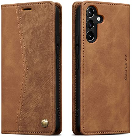 QLTYPRI Wallet Case for Samsung Galaxy A16 4G/5G, Vintage PU Leather Folio Case with Card Slots Kickstand Magnetic Closure Shockproof Flip Phone Cover for Samsung Galaxy A16 4G/5G - Retro Brown
