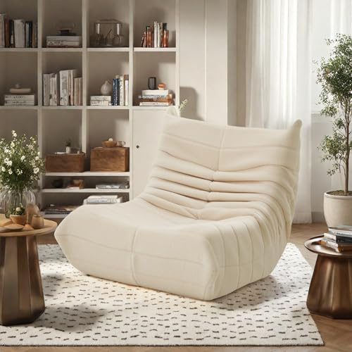 LKPOMI Bodensofa, Lazy Sofa, Bodenstuhl mit Rückenlehne, Sitzsack Sofa, Lesesessel Bequem, Meditationsstuhl für Schlafzimmer Wohnzimmer, Liegesessel (beige)