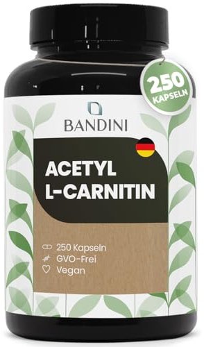 Bandini® Acetyl L-Carnitin 3000 mg pro Tagesportion | L-Carnitine als Acetyl Form 250 Kapseln für 41 Tage | ALCAR hochdosiert für Sportler | L Carnitin für intensiven Sport und Training | 100% Vegan