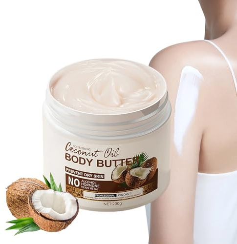 Coconut Body Butter 200g – Intense Moisturizer for Dry Skin, Enriched with Coconut Oil. Deeply Nourishes, Soothes, and Hydrates for Silky Smooth Skin. Daily Skin Care Routine