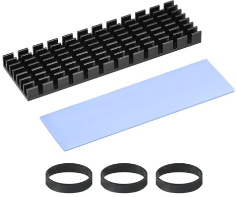 PATIKIL M.2 2280 Nvme SSD Dissipateur Thermique 70x22x6mm, Radiateur Refroidisseur avec Pâte Thermique/Ruban/Anneau en Caoutchouc pour Laptop Électronique CPU LED, Noir