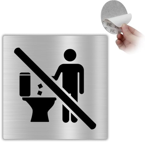 LEIASA | Cartello Adesivo Non Gettare nel WC - 10x10 cm - Spessore 0,8 mm - Alluminio - Cartello Vietato Buttare Oggetti nel Water - Targa Servizi Igienici - (Non gettare la carta)