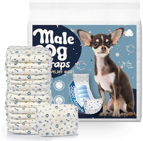 LeapSheep Hundewindeln für Rüden, Einweg-Hundewindeln, super saugfähig, auslaufsicher, mit Nässeindikator, Haustierwindel für Inkontinenz, erregtes Wasserlassen (XS, 50 ct)