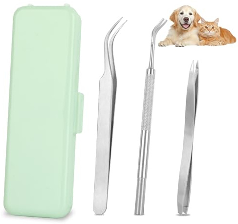 JASTOO Pinza per zecche per cani, gatti e persone, facile e sicuro, per bambini e animali domestici, per rimuovere zecche, pinzetta per animali domestici, pinzetta per zecche