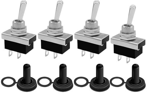 4 KN3D-101 Interruttore a Levetta Interruttori 12 V, Impermeabili, SPST On/Off, Connettore A 2 Poli, 25 A, DC, Mini Interruttore In Metallo, Interruttore A Levetta Da 250 V, Per Auto