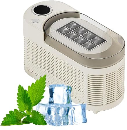IINCOOY Macchina for Il Ghiaccio Portatile, con Adattatore for Auto da 12 V, Produzione di Ghiaccio Rapida in 10 Minuti, Portatile, for Uso Domestico/Ufficio, Cestello Staccabile(White)