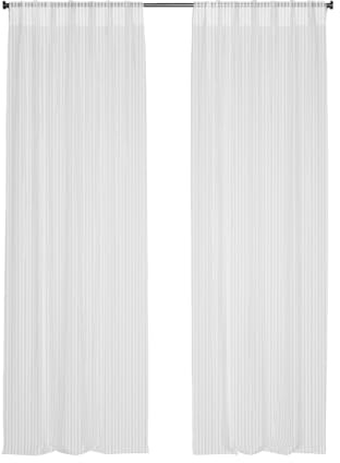 domus&trend - Atene Tende per Interni Ignifughe Filtranti, 1 Pannello 140x280, Per Casa Binario o Bastone, Tende a Pannello Trama Rigata, Made in Italy (Bianco ottico_Attacco per bastone)