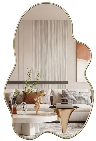 Skokliz Irregular Wall Mirror Asymmetrical Mirror, 90cm x 60cm Wavy Decorative Modern Wall Decor for Bathroom Bedroom Living Room Entryway, Wall Mounted