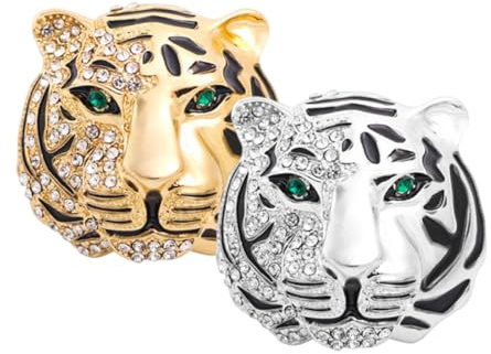 ZORVYN Broche 2 pièces, Haute Qualité, Polyvalente, Tigre, Cartoon pour Revers, Badge, Élégante Costume Homme, Convient Mariages et les Grandes Occasions