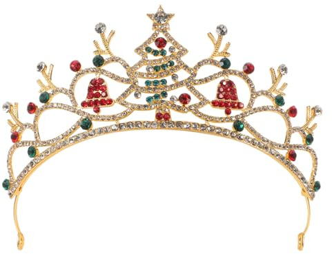 BESPORTBLE Weihnachts-Tiara Haarreif: Festliche Strass-Krone – Glänzendes Christbaum-Glöckchen Diadem