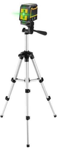 gjzje Adjustable Cross Line Level | Aluminum Tripod Cross Line Level | Quick Setup Leveler Alignment Tool Kit for Plumbing Installation Floor Garden Wall Mounting Window Outdoor