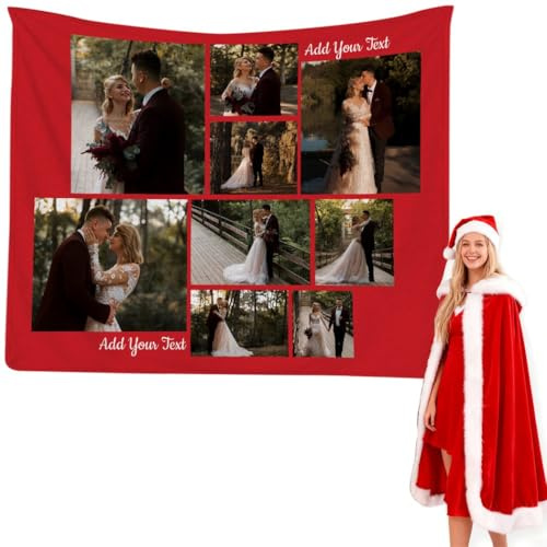Muewent Individuelle Decke mit 9 Fotos, personalisierte Geschenke für Mädchen, Jungen, personalisierte Geschenke für Weihnachten
