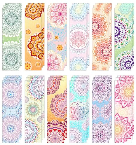 MWOOT 36 Stück Mandala Lesezeichen, Doppelseitige Papier-Seitenmarker Bookmarks, Lesezeichen für Schule, Bürobedarf, Einschulung und Mandala Geschenke (12 Stile, 15x4 CM)