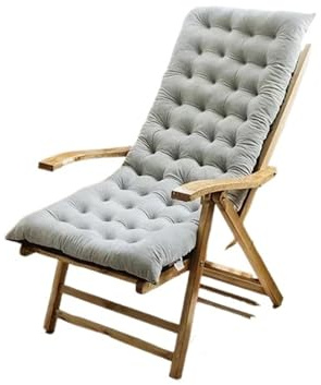 Comodo cuscino per sdraio da giardino, spesso, antiscivolo, pieghevole, con imbottitura in morbido cotone, per interni ed esterni, grigio chiaro, 100 x 40 x 8 cm