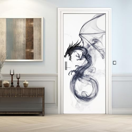 Drachen Türtapete Selbstklebend 70 x 200, Cool Tiere 3D Türbilder Türfolie Türposter Türaufkleber Selbstklebende PVC, Türdeko Drachen,(ST0443)