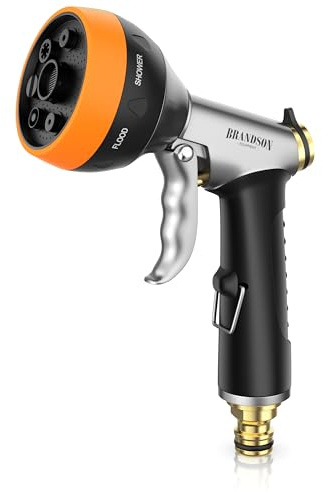 Brandson - Handbrause Metall 3/4 Zoll − Hochdruck Gartenbrause frostsicher - 7 Sprühbilder – einfache Bedienung - robuster Messingkopf