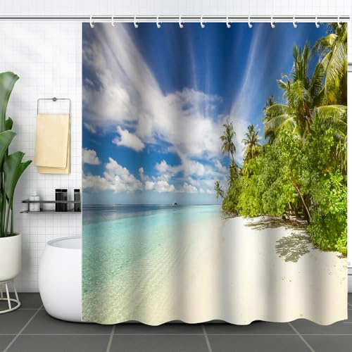 Chingde Duschvorhang, Shower Curtains 180x180, Schnell Trocknen, Wasserdicht, Schimmeldicht, Maschinenwaschbar, Polyester, mit Ösen und 12 Ringe, für Duschkammer, Badezimmer (B)