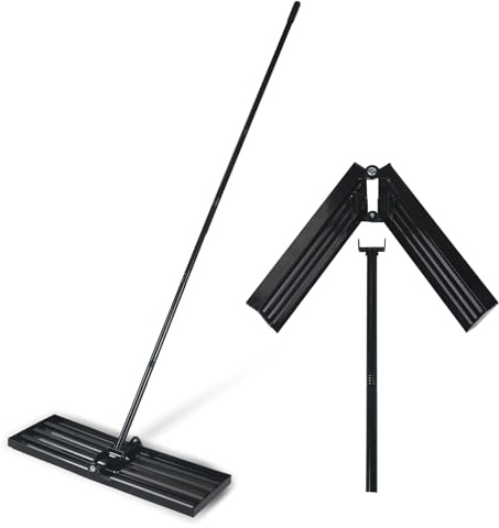 Walensee Rasen-Nivellierrechen - 213cm, 76x25.5cm Rasen-Nivelliergerät mit Klappbarer Schaufel, Stahlaufbau und Rutschfester Griff Stabiler Rasenausgleicher für Garten, Hof und Golfplatz