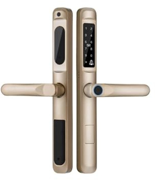 Smart Door Lock Tuya App Waterproof Smart Door Lock Aluminum Biometric Lock Fingerprint Door Handle Digital Keyless Lock for Glass Sliding(A6 TYG no Mortise)