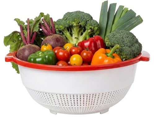 STL Plastic Colander Strainer Bowl, Food Washing Drain Basket for Pasta Rice Vegetables Salad, Large Kitchen Colander Sieve Drainer, Lightweight Food Strainer Kitchen Accessories (30)