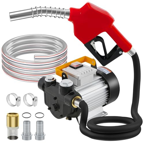 Dieselpumpe 550W,20-60l/min Heizölpumpe mit Düse und 4m Schläuchen zum Fördern von Diesel，Kerosin und Heizöl,Tragbare Kraftstoffpumpe Für Haus, Bauernhof & Baustelle