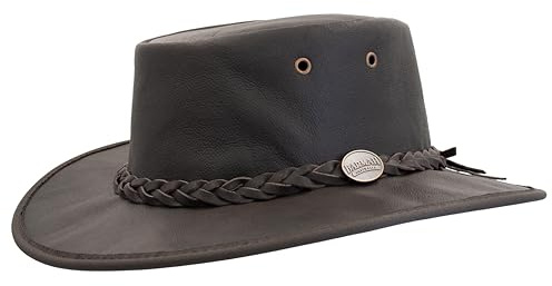 Barmah Cappello Squashy Sundowner Kangaroo Uomo - Made in Australia Stockman Outdoor Canguro con Fascia Pelle, pistagna Estate/Inverno Primavera Estate Autunno Inverno - XL (60-61 cm) Marrone