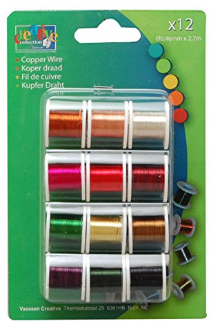 Vaessen kreativ koppar-pysseltråd mörk 12 x 2,7 m – 0,46 mm, koppar, multicoulor, 2 x 2,5 x 2,5 cm