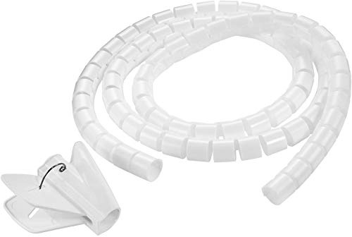TPFNet Spiral-Kabelschlauch und Installationsaufsatz in 2 Minuten Kabel verstecken in verschiedenen Größen und Farben - 20mm Durchmesser, Weiss, 5m