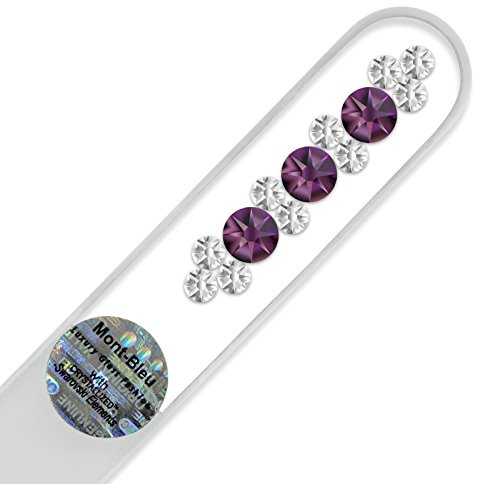 Mont Bleu Glasnagelfeile von Hand dekoriert mit Swarovski Elements - geliefert in einer Hülle aus schwarzem Samt - Echtem gehärteten Glas
