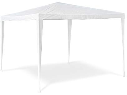 Relaxdays Pavillon Zelt HBT: 2,5 x 3 x 3 m Gartenpavillon mit quadratischer Fläche und Dach aus 100% PE Partyzelt für Festival oder Feier Pavilion mit Stahlgestell Pavillion, weiß